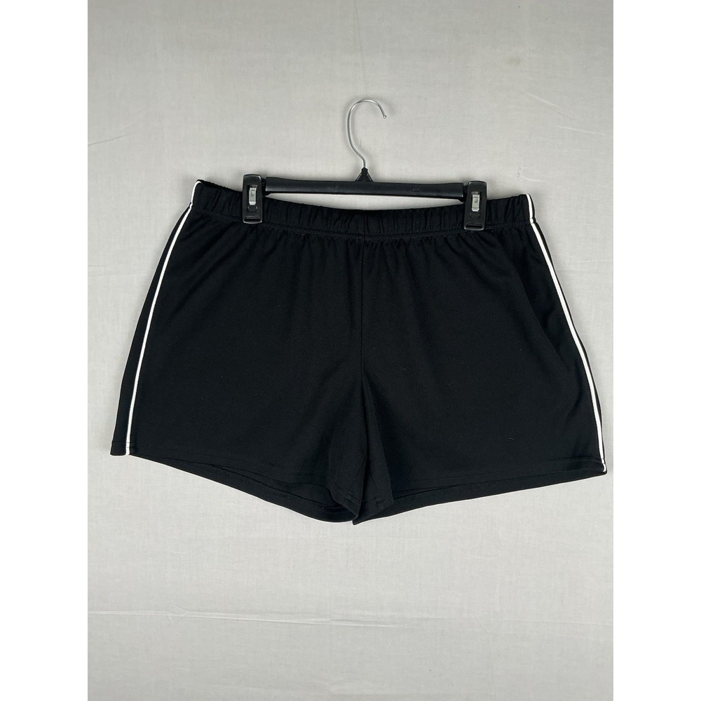 SB Active Womens Drawstring Shorts Size S Lined Black w White Mesh Side Inserts